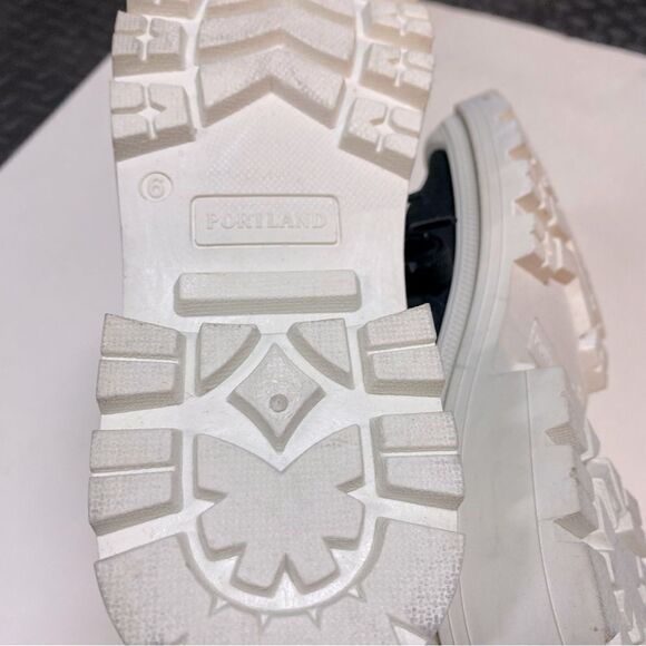 PORTLAND Boot Company Canvas Lug Sole lace up Y2K zip up moto combat boots 6 - Picture 10 of 10